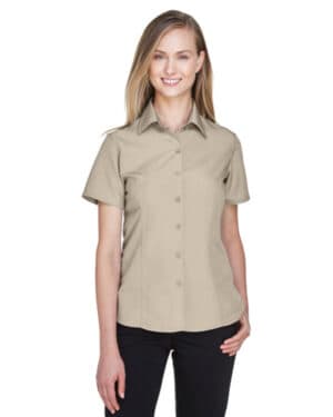 KHAKI Harriton M560W ladies' barbados textured campshirt