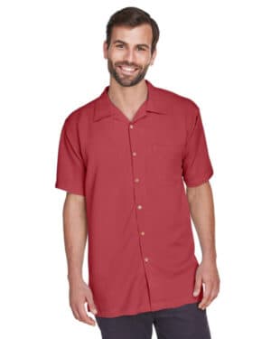 TILE RED Harriton M570 men's bahama cord camp shirt