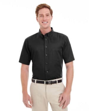 BLACK M582 men's foundation cotton short-sleeve twill shirt with teflon