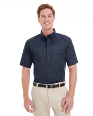 DARK NAVY M582 men's foundation cotton short-sleeve twill shirt with teflon