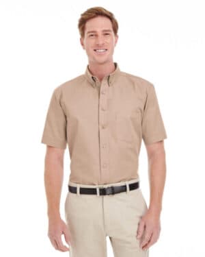 KHAKI M582 men's foundation cotton short-sleeve twill shirt with teflon