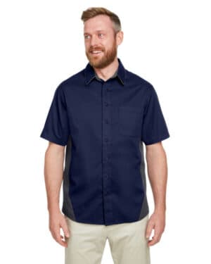 DK NAVY/ DK CHRC Harriton M586 men's flash il colorblock short sleeve shirt