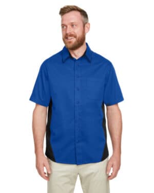 TR ROYAL/ BLACK Harriton M586 men's flash il colorblock short sleeve shirt