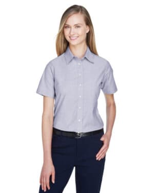 OXFORD GREY M600SW ladies' short-sleeve oxford with stain-release