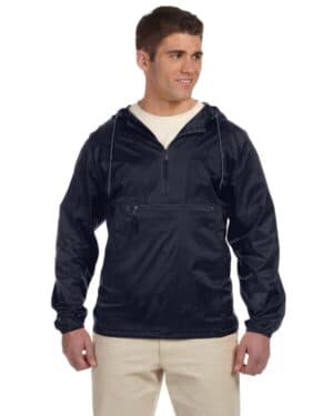 NAVY Harriton M750 adult packable nylon jacket