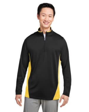 BLACK/ SUNRY YLW M786 men's flash snag protection plus il colorblock quarter-zip