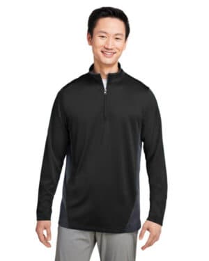 BLACK/ DK CHRCL M786 men's flash snag protection plus il colorblock quarter-zip