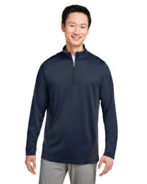 DK NVY/ DK CHRCL M786 men's flash snag protection plus il colorblock quarter-zip