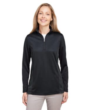 BLACK/ DK CHRCL M786W ladies' flash snag protection plus il colorblock quarter-zip