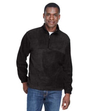 BLACK Harriton M980 adult quarter-zip fleece pullover