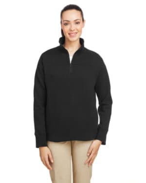 BLACK Nautica N17397 ladies' anchor quarter-zip pullover