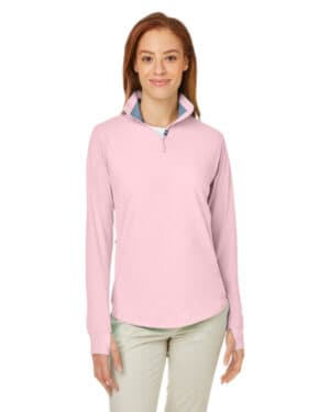 SUNSET PINK Nautica N17925 ladies' saltwater quarter-zip pullover