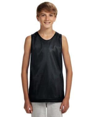 BLACK/ WHITE A4 N2206 youth reversible mesh tank