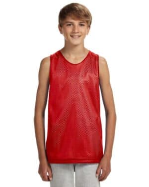 SCARLET/ WHITE A4 N2206 youth reversible mesh tank