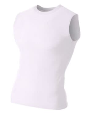 WHITE A4 N2306 men's compression muscle shirt