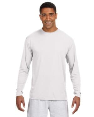 WHITE N3165 men's cooling performance long sleeve t-shirt