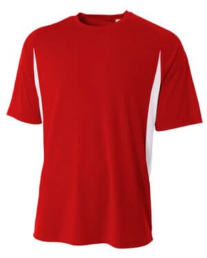 SCARLET/ WHITE N3181 men's cooling performance color blocked t-shirt