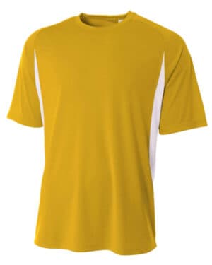 GOLD/ WHITE N3181 men's cooling performance color blocked t-shirt