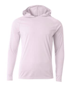 WHITE N3409 men's cooling performance long-sleeve hooded t-shirt