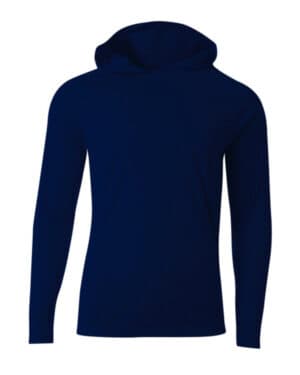 NAVY N3409 men's cooling performance long-sleeve hooded t-shirt