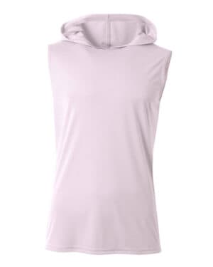 WHITE N3410 men's cooling performance sleeveless hooded t-shirt