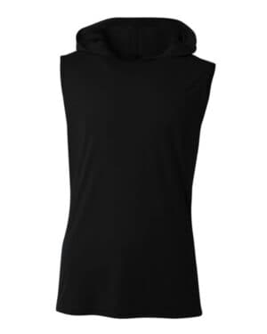 BLACK N3410 men's cooling performance sleeveless hooded t-shirt