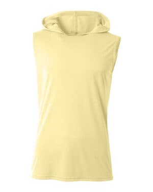 LIGHT YELLOW N3410 men's cooling performance sleeveless hooded t-shirt