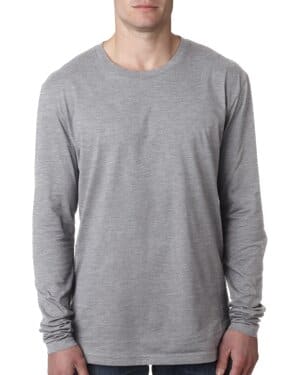 HEATHER GRAY Next level apparel N3601 men's cotton long-sleeve crew