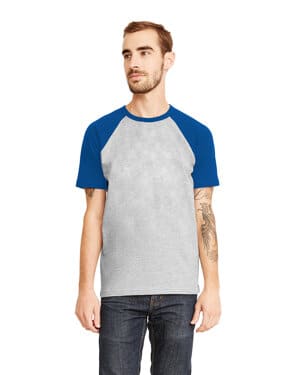 ROYAL/ HTHR GRAY Next level apparel N3650 unisex raglan short-sleeve t-shirt