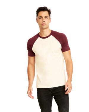 MAROON/ NATURAL Next level apparel N3650 unisex raglan short-sleeve t-shirt