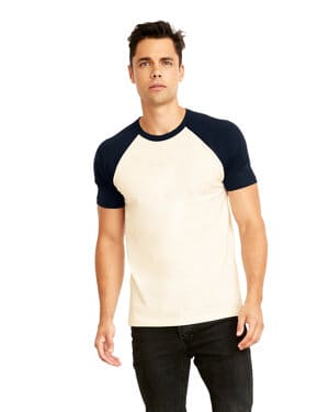 MDNT NVY/ NATURL Next level apparel N3650 unisex raglan short-sleeve t-shirt