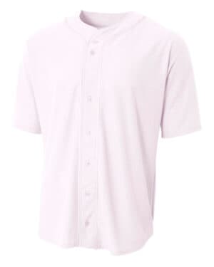 WHITE A4 N4184 short sleeve full button baseball top