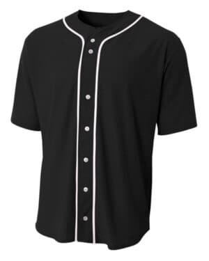 BLACK A4 N4184 short sleeve full button baseball top