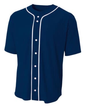 NAVY A4 N4184 short sleeve full button baseball top