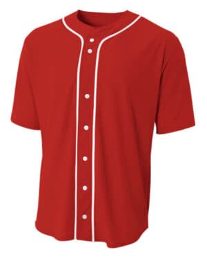 A4 N4184 short sleeve full button baseball top