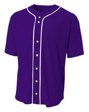 PURPLE A4 N4184 short sleeve full button baseball top