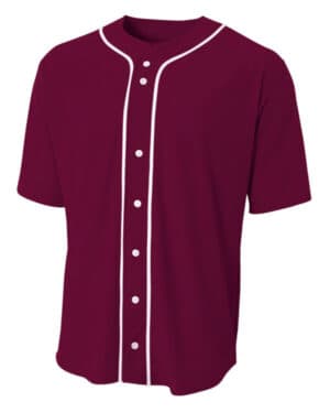 MAROON A4 N4184 short sleeve full button baseball top