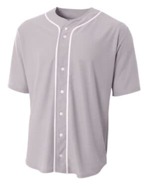 GREY A4 N4184 short sleeve full button baseball top