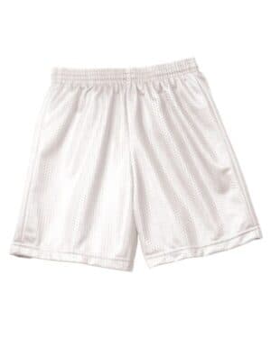 WHITE A4 NB5301 youth six inch inseam mesh short