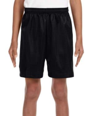 BLACK A4 NB5301 youth six inch inseam mesh short