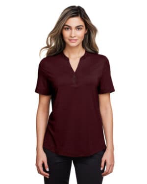 BURGUNDY NE100W ladies' jaq snap-up stretch performance polo