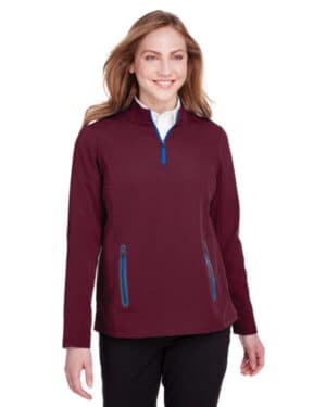 BURGNDY/ OLY BLU North end NE401W ladies' quest stretch quarter-zip