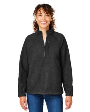 BLACK/ BLACK North end NE713W ladies' aura sweater fleece quarter-zip