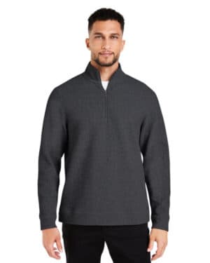 BLACK HEATHER North end NE725 men's spirit textured quarter-zip