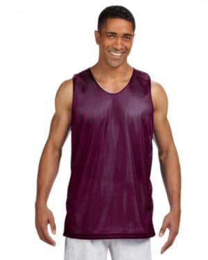 MAROON/ WHITE A4 NF1270 men's reversible mesh tank