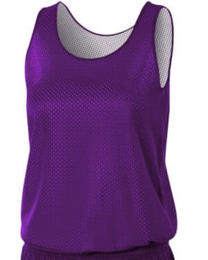 PURPLE/ WHITE A4 NW1000 ladies' reversible mesh tank