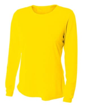 SAFETY YELLOW NW3002 ladies' long sleeve cooling performance crew shirt