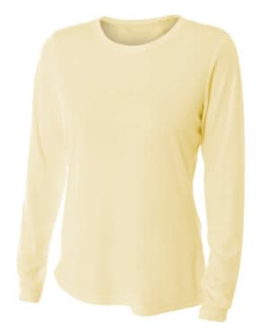 LIGHT YELLOW NW3002 ladies' long sleeve cooling performance crew shirt