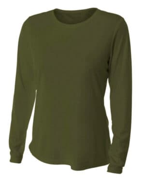 MILITARY GREEN NW3002 ladies' long sleeve cooling performance crew shirt