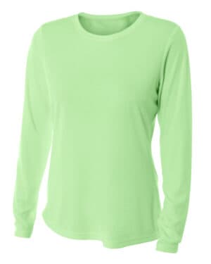 LIGHT LIME NW3002 ladies' long sleeve cooling performance crew shirt